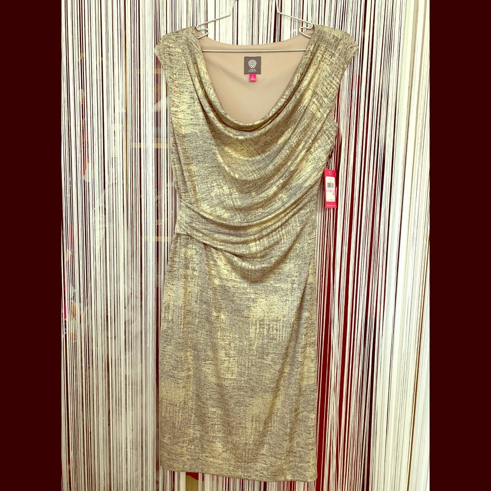 Vince Camuto Gold Draped Dress
